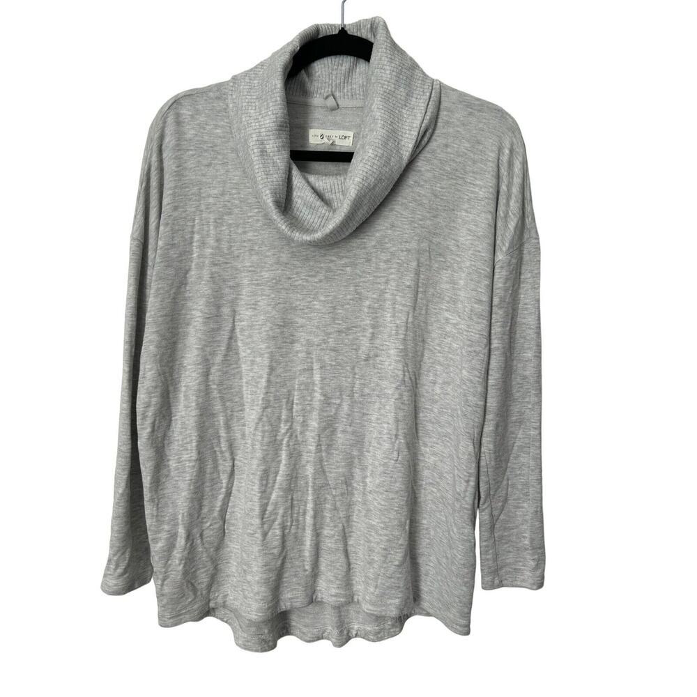 Lou Grey for Loft Sweater Size Small Grey Long Sleeve Cowl Neck Rayon Blend